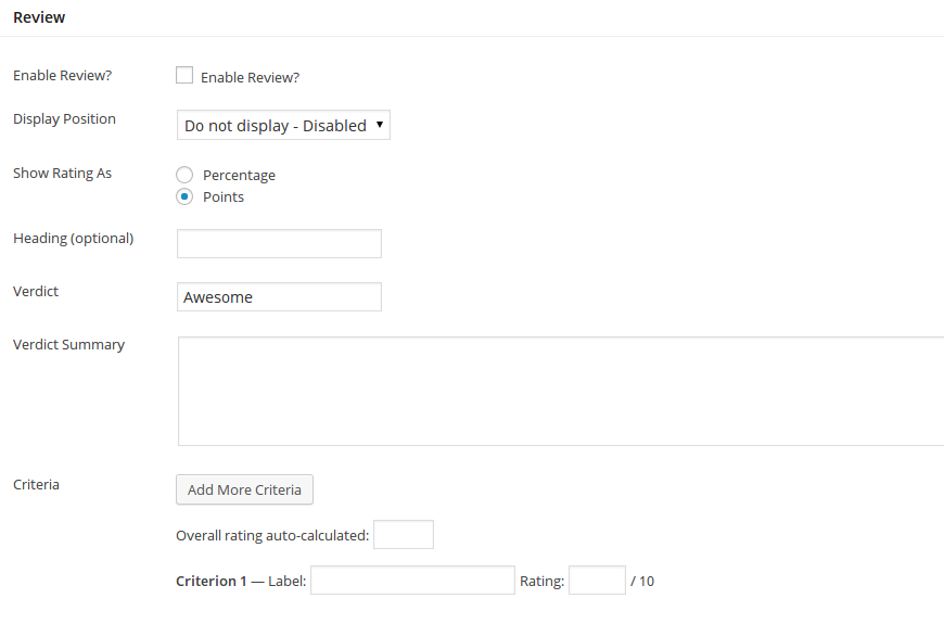 Review Options