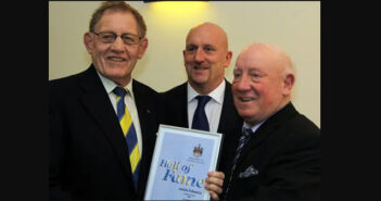 Jackie Edwards (right) with his son Shaun and past player Alistair Brindle at the Hall of Fame induction