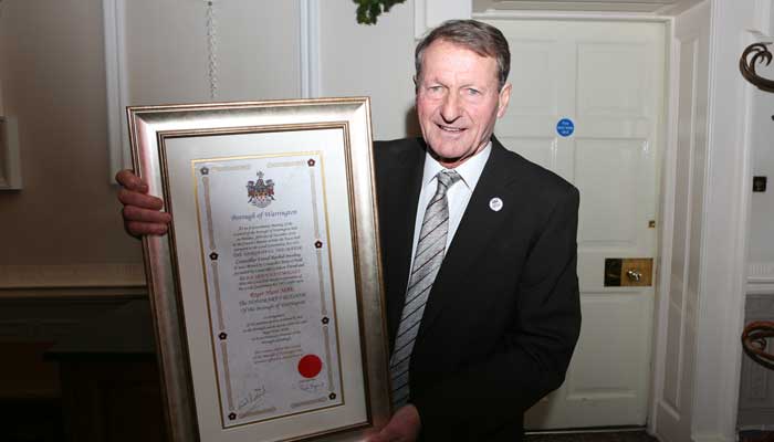 Roger Hunt with his framed certificate - Picture Paul Jackson
