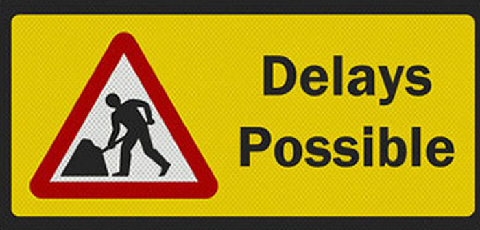 Дорожные знаки оранжевого цвета. Expect delays. Expect. Expect delays. Expect delays.