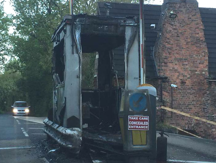 Warburton toll bridge booth destroyed by fire