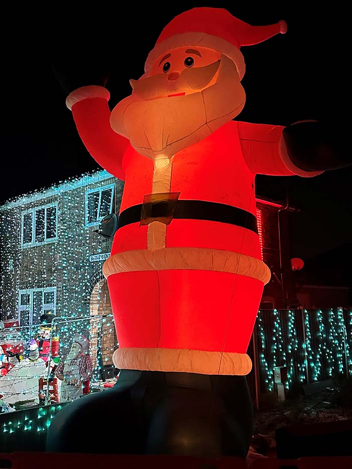 Giant Santa lights up Latchford street to raise funds for Sled Dog
