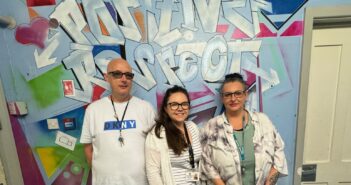 From Left support worker staff: Lee, Claire & Mel working at Room At The Inn day center.