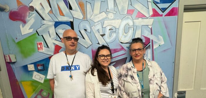From Left support worker staff: Lee, Claire & Mel working at Room At The Inn day center.