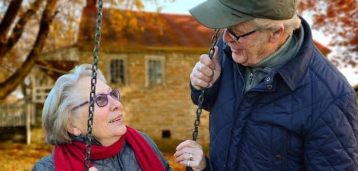 old couple on swing