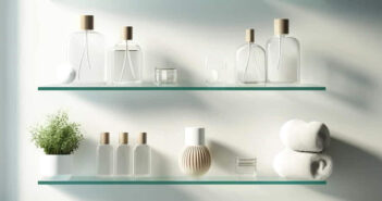 bathroom glass shelves