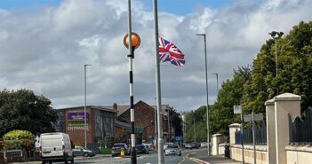 flags from lampposts