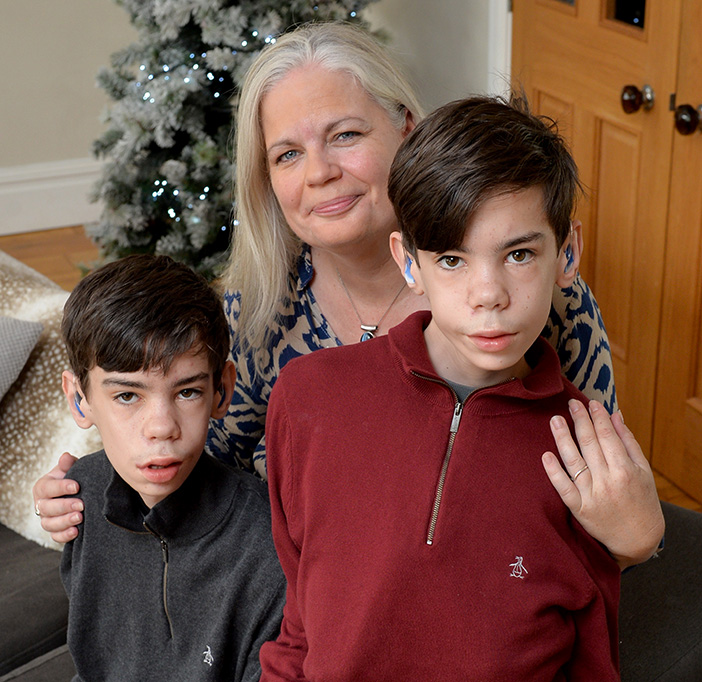 Kerry Spink with twin sons Oscar and Seb