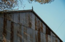 Old corrugated roofing on a disused industrial building